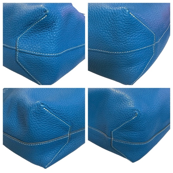 HERMES Clemence Double Sens 45 Reversible Blue Taupe Taurillon Leather Tote Bag - Picture 9 of 16